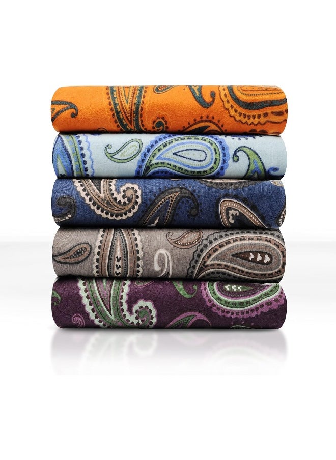 Superior Premium Cotton Flannel Pillowcases, All Season 100% Brushed Cotton Flannel Bedding, Pillowcase Set of 2 - Navy Blue Paisley, King Pillowcases