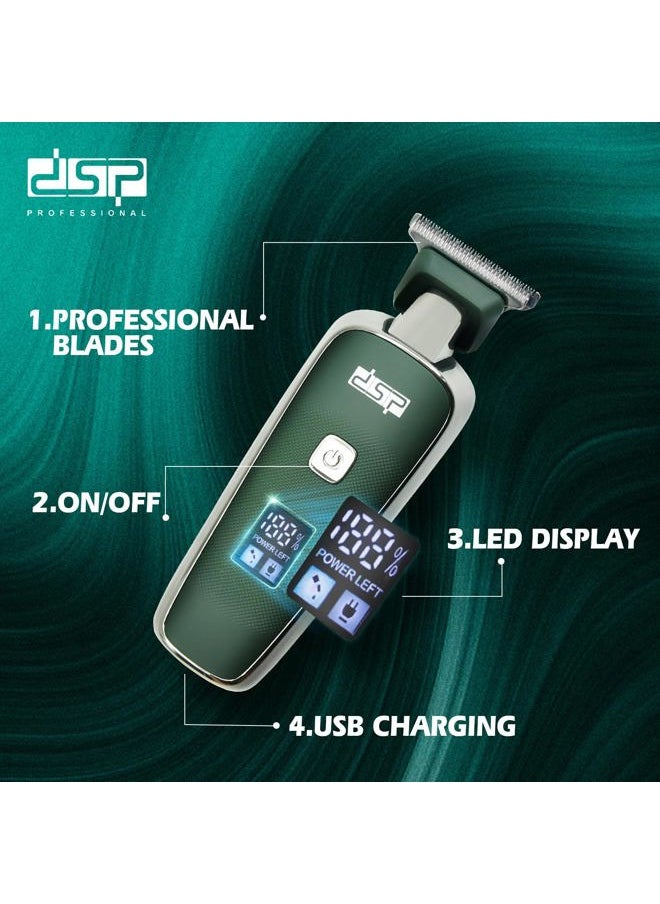 ® Mini Hair Trimmer for Men Electric Balding Clippers Zero Gapped Mustache Trimmer with 1-3mm Limit Combs, USB Type-C (Green)