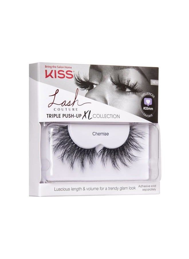 Lash Couture Triple Push Up XL Collection False Eyelashes, 3D Volume in Extra Long Length with Triple Design Technology, Cruelty-Free and Reusable, Style 'Chemise', 1 Pair Fake Eyelashes