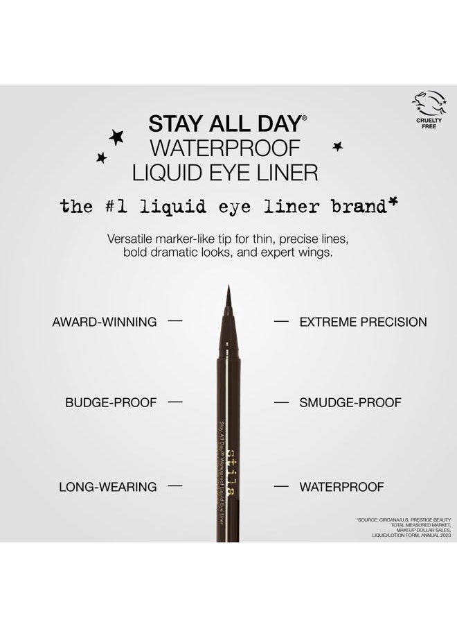 Waterproof Liquid Eye Liner, Stay All Day Makeup with Fine Brush Tip Lasting Satin Finish, Smudge-Proof & Transfer-Resistant