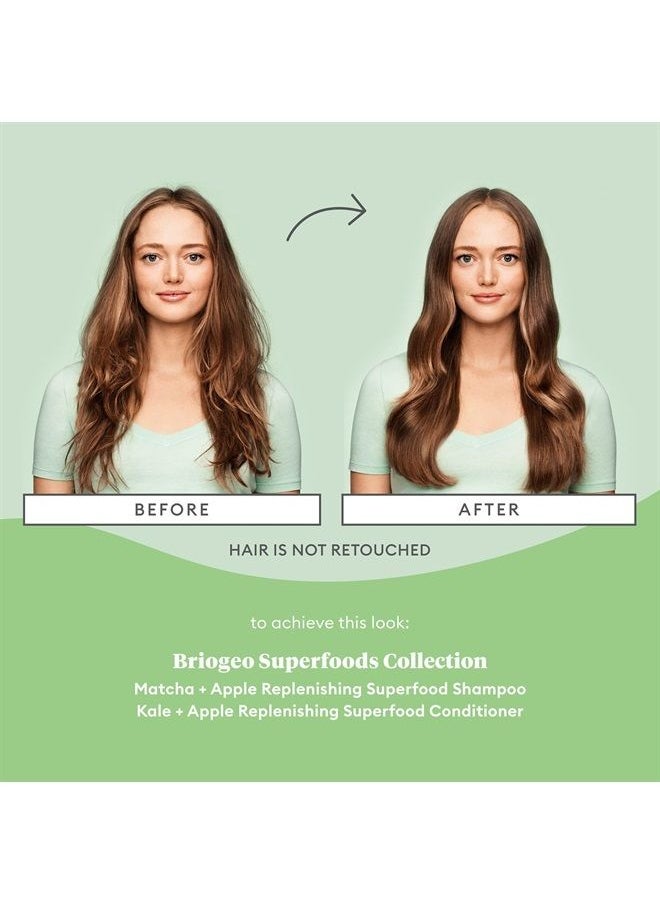 Superfoods Matcha + Apple Replenishing Shampoo, Supports Healthy, Balanced Hair and Scalp, Shampoo for All Hair Types and Textures, Enhances Shine, Vegan, Cruelty-Free, 12.5 fl oz