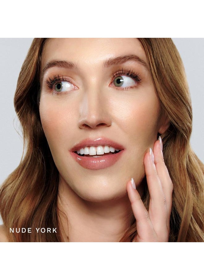 City Lips Plumping Lip Gloss Nude York - High-Shine Gloss for Fuller, Younger-Looking Lips | Hydrating & Smoothing Lip Treatment Hyaluronic Acid