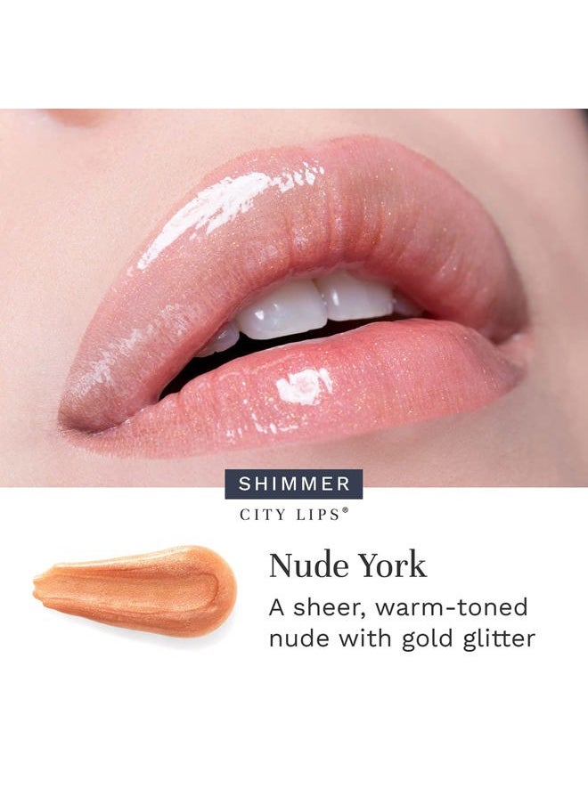 City Lips Plumping Lip Gloss Nude York - High-Shine Gloss for Fuller, Younger-Looking Lips | Hydrating & Smoothing Lip Treatment Hyaluronic Acid