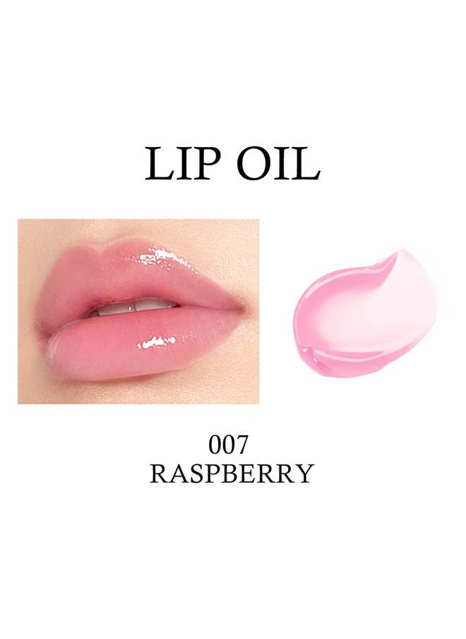 Hydrating Lip Glow Oil, Moisturizing Lip Oil, Glossy Transparent Plumping Lip Gloss, Tinted Lip Oil for Lip Care and Dry Lips-Raspberry