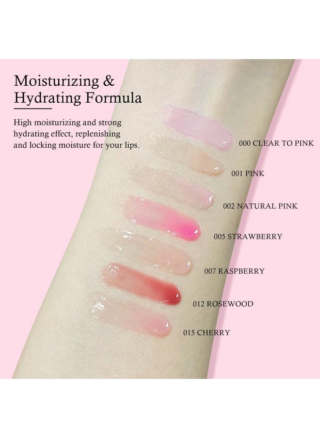 Hydrating Lip Glow Oil, Moisturizing Lip Oil, Glossy Transparent Plumping Lip Gloss, Tinted Lip Oil for Lip Care and Dry Lips-Raspberry