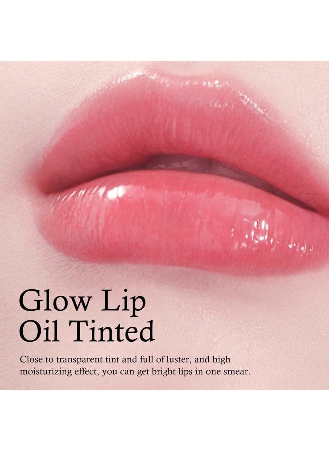 Hydrating Lip Glow Oil, Moisturizing Lip Oil, Glossy Transparent Plumping Lip Gloss, Tinted Lip Oil for Lip Care and Dry Lips-Raspberry