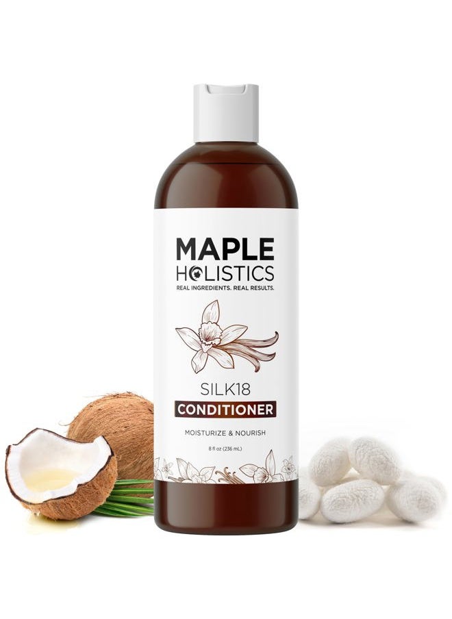 Silk Protein Conditioner for Damaged Hair - Ultra Moisturizing Conditioner for Dry Hair with Deeply Nourishing Shea Butter Argan Oil Green Tea & Aloe - Helps Define Curls & Control Frizz (8 Fl Oz)