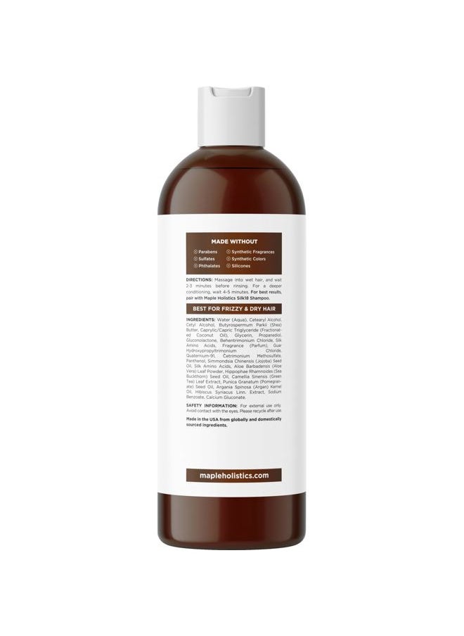 Silk Protein Conditioner for Damaged Hair - Ultra Moisturizing Conditioner for Dry Hair with Deeply Nourishing Shea Butter Argan Oil Green Tea & Aloe - Helps Define Curls & Control Frizz (8 Fl Oz)