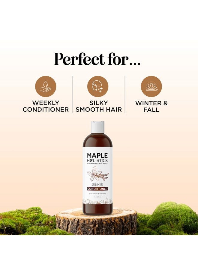 Silk Protein Conditioner for Damaged Hair - Ultra Moisturizing Conditioner for Dry Hair with Deeply Nourishing Shea Butter Argan Oil Green Tea & Aloe - Helps Define Curls & Control Frizz (8 Fl Oz)