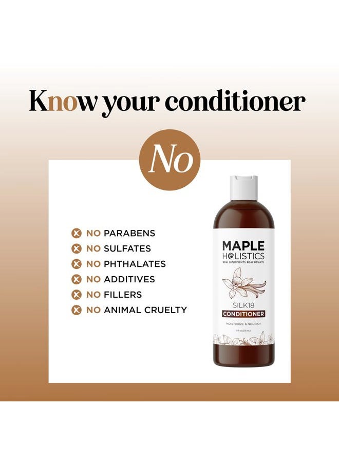 Silk Protein Conditioner for Damaged Hair - Ultra Moisturizing Conditioner for Dry Hair with Deeply Nourishing Shea Butter Argan Oil Green Tea & Aloe - Helps Define Curls & Control Frizz (8 Fl Oz)