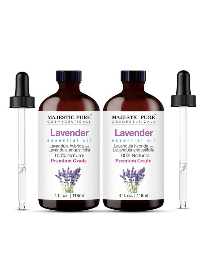 Lavender Essential Oil | 100% Natural | Premium Grade Essential Oils for Hair Care, Home Diffusers, Skin, Aromatherapy, Massage and Humidifiers | 4 Fl Oz (Pack of 2)