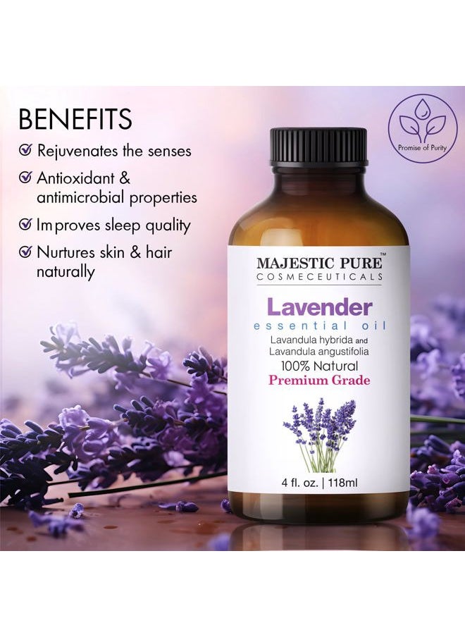 Lavender Essential Oil | 100% Natural | Premium Grade Essential Oils for Hair Care, Home Diffusers, Skin, Aromatherapy, Massage and Humidifiers | 4 Fl Oz (Pack of 2)