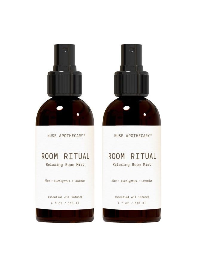 Room Ritual - Aromatic and Relaxing Room Mist, 4 oz, Infused with Natural Essential Oils - Aloe + Eucalyptus + Lavender, 2 Pack