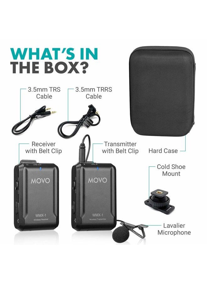 WMX-1 2.4GHz Wireless Lavalier Microphone System Compatible with DSLR Cameras, Camcorders, iPhone, Android Smartphones, and Tablets (200' ft Audio Range)