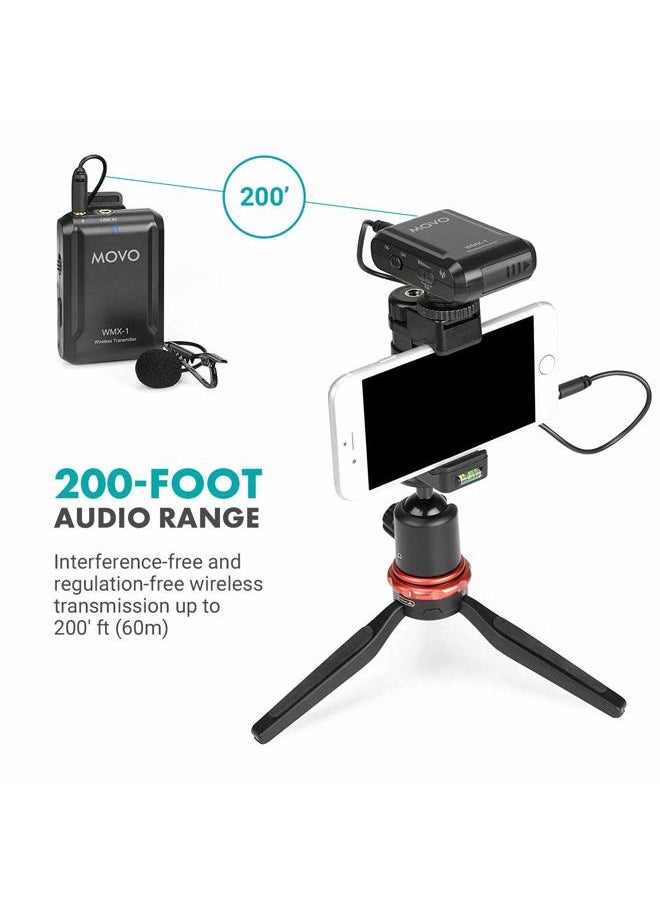 WMX-1 2.4GHz Wireless Lavalier Microphone System Compatible with DSLR Cameras, Camcorders, iPhone, Android Smartphones, and Tablets (200' ft Audio Range)