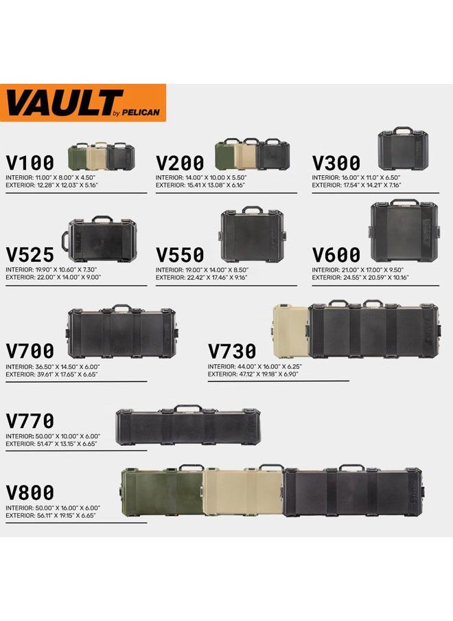 Vault - V300 Multi-Purpose Hard Case with Padded Dividers for Camera, Drone, Equipment, Electronics, and Gear (Black)