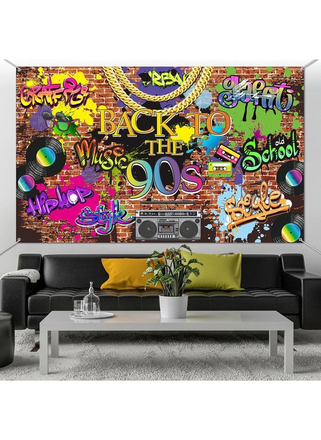 90s Backdrop for Photoshoot Hip Hop Graffiti Banner Brick Wall Retro Radio Photography Background Back to The 90 s Themed Party Decoration Studio Props 5.9 x 3.6 ft