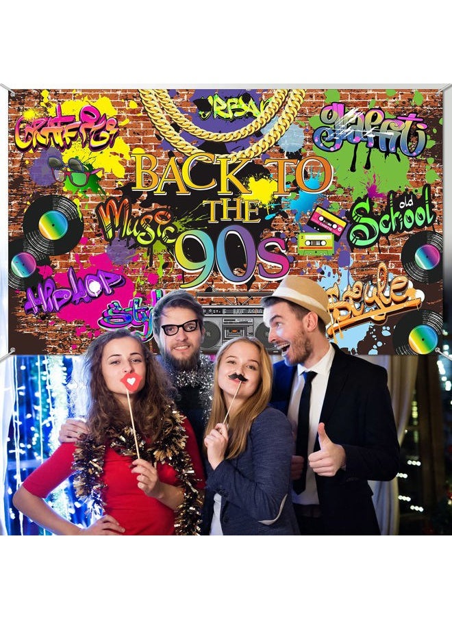 90s Backdrop for Photoshoot Hip Hop Graffiti Banner Brick Wall Retro Radio Photography Background Back to The 90 s Themed Party Decoration Studio Props 5.9 x 3.6 ft