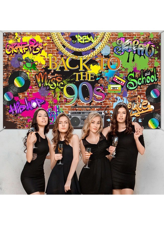 90s Backdrop for Photoshoot Hip Hop Graffiti Banner Brick Wall Retro Radio Photography Background Back to The 90 s Themed Party Decoration Studio Props 5.9 x 3.6 ft
