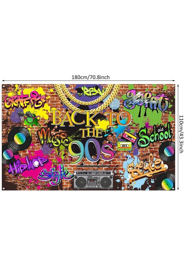 90s Backdrop for Photoshoot Hip Hop Graffiti Banner Brick Wall Retro Radio Photography Background Back to The 90 s Themed Party Decoration Studio Props 5.9 x 3.6 ft