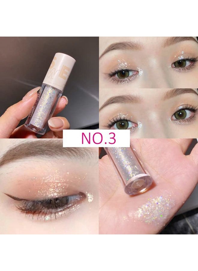 5pcs Liquid Glitter Eyeshadow set- Sparkling Metallic High Pigmented Glitter Eye Shadow Korean Crystals Makeup, Quick Drying Long Lasting Creates High-Impact Multi Dimensional Eye Looks