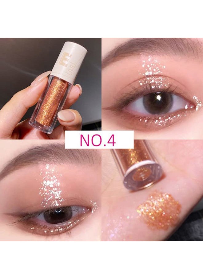 5pcs Liquid Glitter Eyeshadow set- Sparkling Metallic High Pigmented Glitter Eye Shadow Korean Crystals Makeup, Quick Drying Long Lasting Creates High-Impact Multi Dimensional Eye Looks