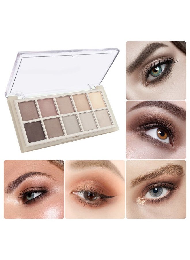 10-Color Neutral Taupe Matte Eyeshadow Palette - High Pigmented Nude Brown & Smokey Grey Shades