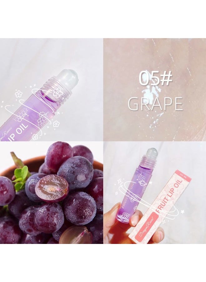 6PCS Fruity Flavors Rolling Ball Lip Oil Set, Long Lasting Moisturizing Lip Balm, Roll-On Lip Gloss Set, Glossy Lip Make-up for All Age, Transparent Lip Gloss for Dry and Chapped Lips