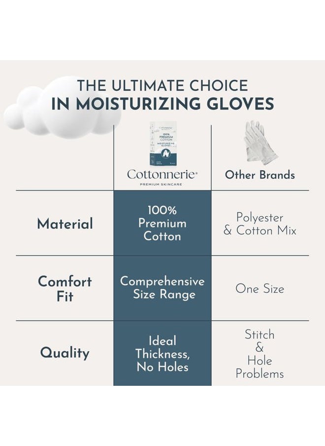Cottonnerie Cotton Gloves for Dry Hands Sleeping, Overnight Moisturizing and Sleeping Gloves, Moisture Gloves for Dry Hands Overnight, Hand Care for Eczema, Large, 8 Pairs