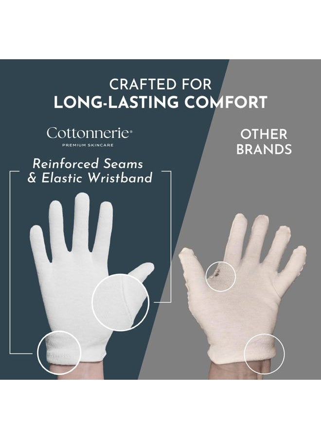Cottonnerie Cotton Gloves for Dry Hands Sleeping, Overnight Moisturizing and Sleeping Gloves, Moisture Gloves for Dry Hands Overnight, Hand Care for Eczema, Large, 8 Pairs