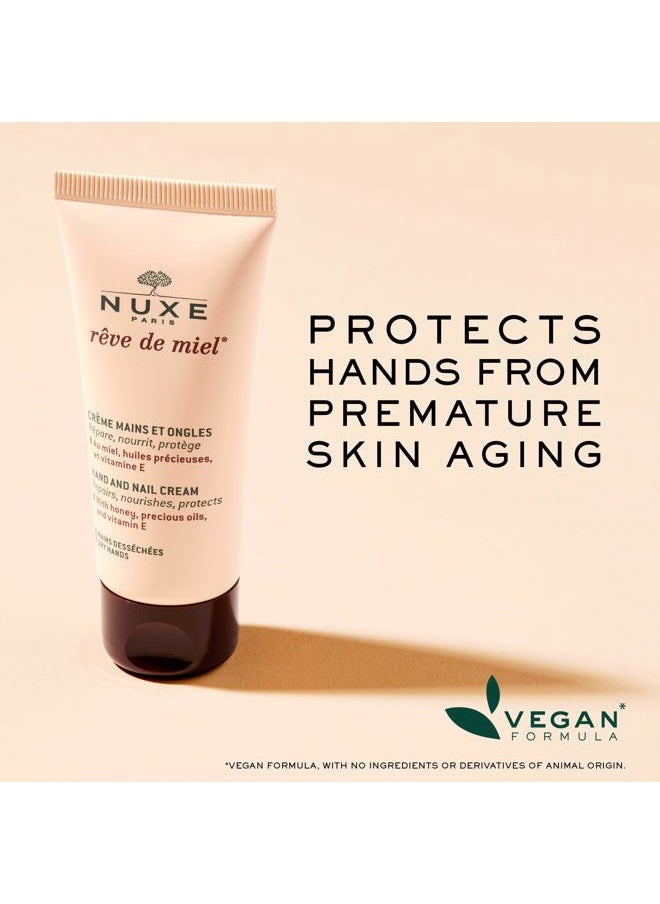 Rêve de Miel Honey-Infused Hand and Nail Cream - Instant Relief Moisturizer with Shea Butter, Almond Oil & Vitamin E for Dry Cracked Hands,1.7 oz