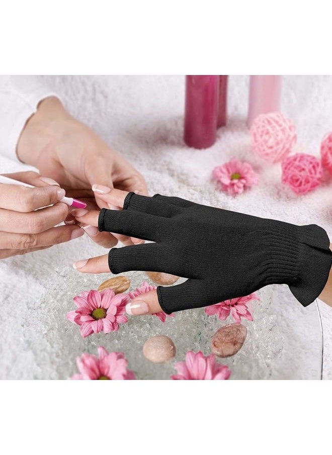 Fingerless Moisturizing Gloves, Half Finger Touchscreen Beauty Glove for Eczema, SPA, Dry Hands, Skin Treatment, Summer Sun UV Protection (S/M, black-1pair)