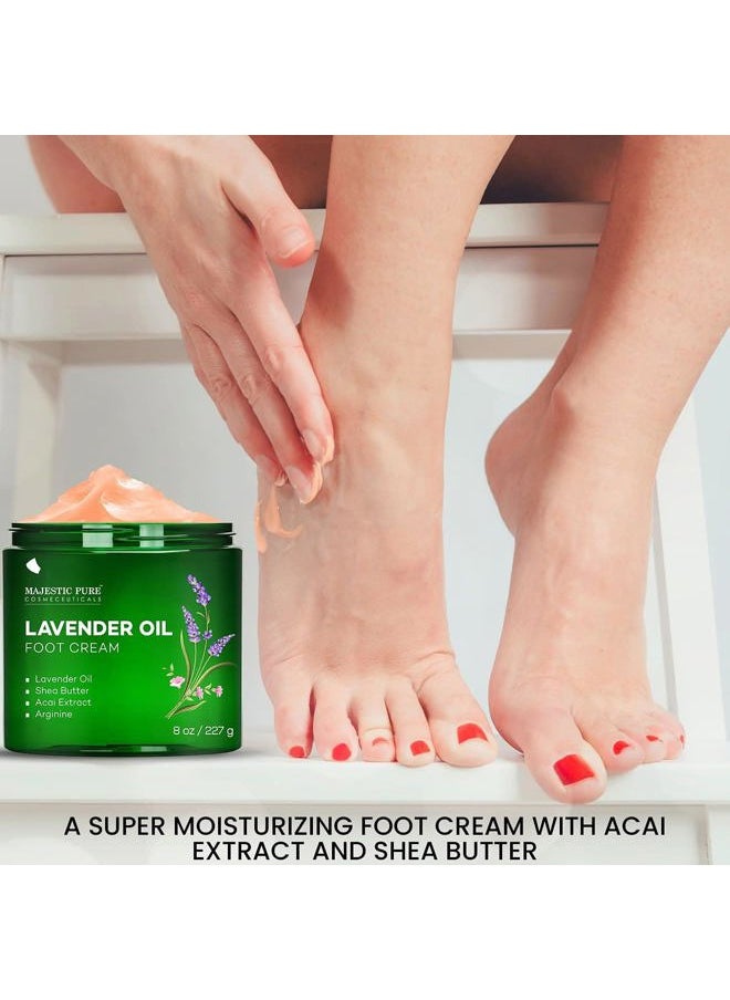 Lavender Oil Foot Cream, Warming Cream - Calluses, Dry Cracked Feet, Hands, Heels, Elbow, Nails, and Knees - Softens & Moisturizes Skin - 8 oz