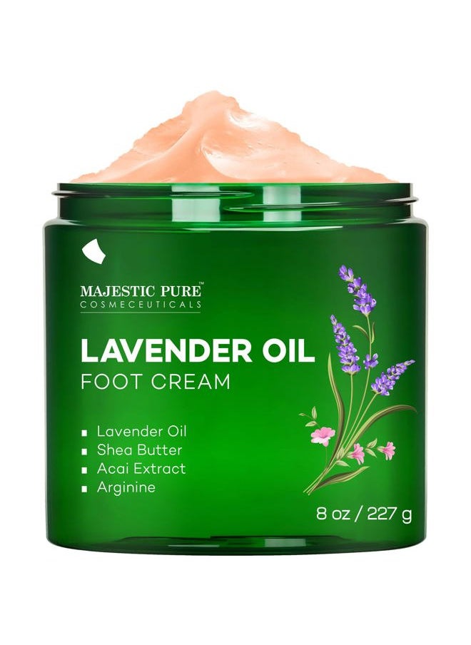 Lavender Oil Foot Cream, Warming Cream - Calluses, Dry Cracked Feet, Hands, Heels, Elbow, Nails, and Knees - Softens & Moisturizes Skin - 8 oz