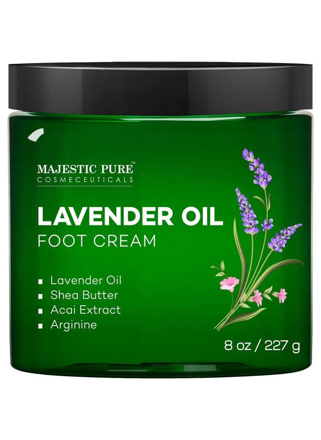 Lavender Oil Foot Cream, Warming Cream - Calluses, Dry Cracked Feet, Hands, Heels, Elbow, Nails, and Knees - Softens & Moisturizes Skin - 8 oz