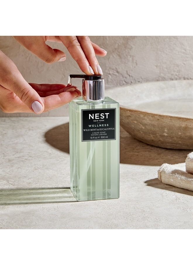 Liquid Soap, Wild Mint & Eucalyptus - 10 fl oz - Cleanses & Nourishes Skin - Approx. 300 Pumps Per Bottle - Gluten Free & Cruelty Free