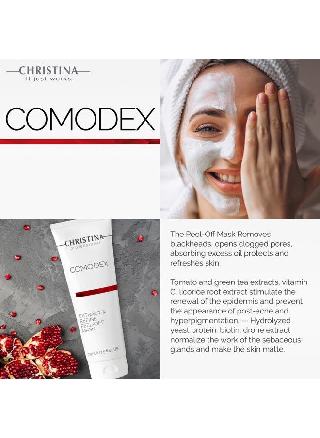 Comodex Extract & Refine Peel Off Mask with Salicylic Acid and Vitamin C | Facial Peeling for Blackhead Removal & Oil Absorbing Effect | For All Skin Types 75ml