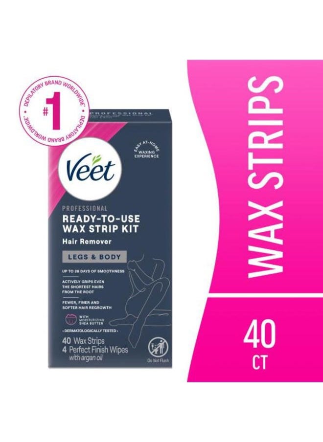 Leg and Body Hair Remover Cold Wax Strips, 40 ct (Pack of 2)