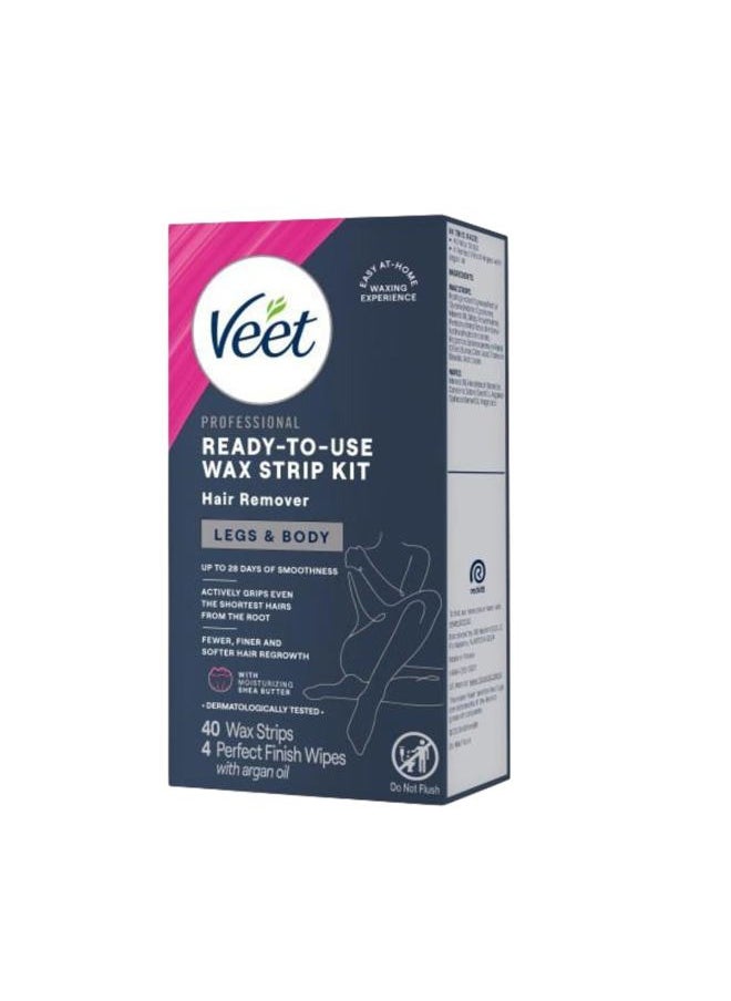 Leg and Body Hair Remover Cold Wax Strips, 40 ct (Pack of 2)