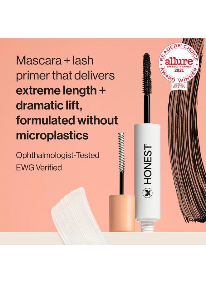 2-in-1 Extreme Length Clean Mascara + Lash Primer | Lengthening + Volumizing | EWG Verified + Cruelty Free | Black, .27 fl oz