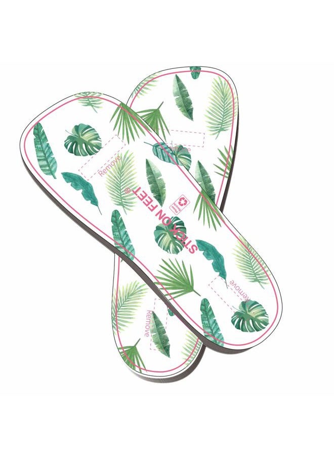 60 Pairs(120feets) Disposable Stick on Feet Pads for Sunless Airbrush Spray Tanning Palm Leaf Pattern From Fashionable Design