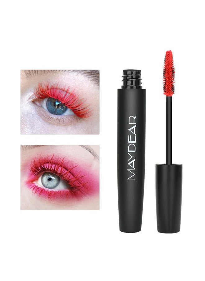 Red Mascara for Eyelashes, Waterproof Colored Mascara Long Lasting Smudgeproof Color Mascara for Women Fast Dry Lengthening Eye Makeup Party Stage Use