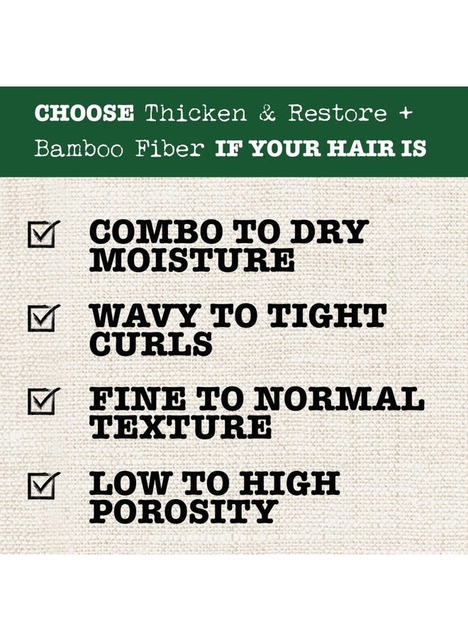 Thicken & Restore + Bamboo Fibers Strengthening Shampoo to Soften Transitioning or Natural Hair & Renew Brittle Hair, Vegan, Silicone & Paraben-Free, 13 fl oz