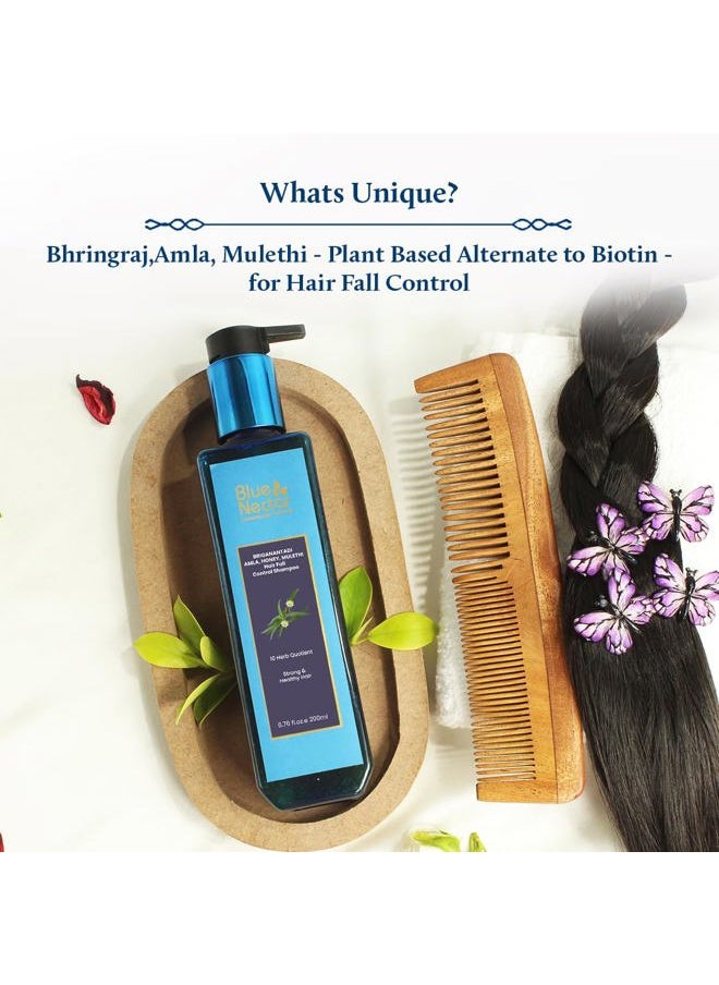 Anti Hair Fall Shampoo with Amla, Honey and Mulethi, Paraben and Sulfate Free Shampoo for Women and Men Natural Hair Shampoo for Thick Hair (10 Herbs, 6.76 Fl oz)
