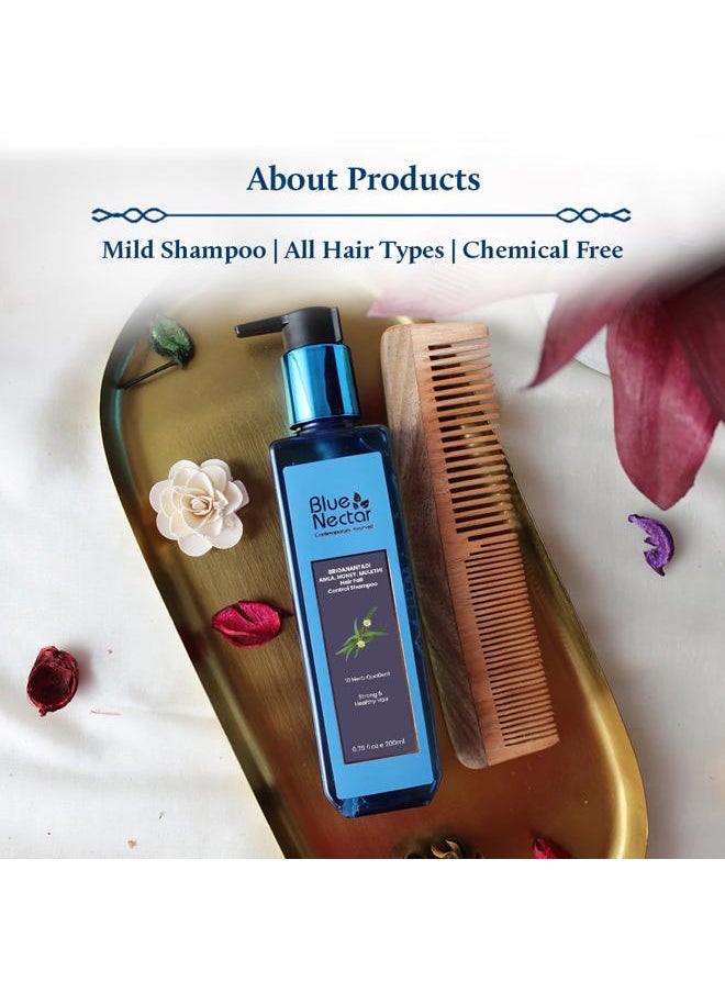 Anti Hair Fall Shampoo with Amla, Honey and Mulethi, Paraben and Sulfate Free Shampoo for Women and Men Natural Hair Shampoo for Thick Hair (10 Herbs, 6.76 Fl oz)