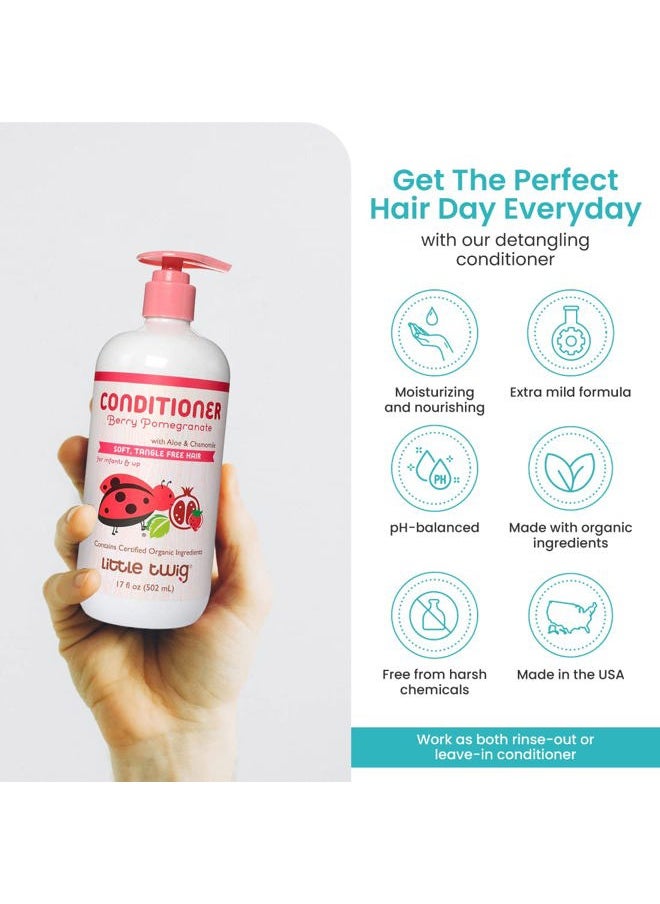 Detangling Conditioner, Natural Conditioner with Plant Derived Formula, Hair Conditioner with Essential Oils and Extracts, Suitable for Whole Family, Berry Pomegranate, 17 fl oz.