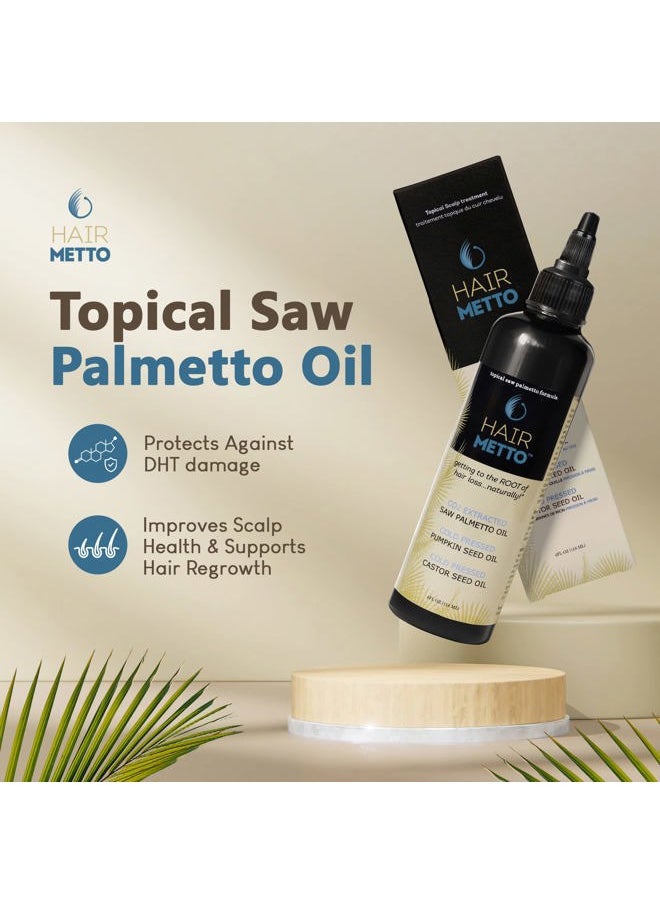 ® Topical Saw Palmetto and Pumpkin Seed Oil Extract for Hair Loss, Strengthens Hair Roots, Soothes Dry Scalp, with Rosemary, Castor Oil, and Lavender Scent, 4oz Bottle