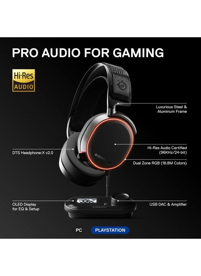 Arctis Pro + GameDAC Wired Gaming Headset - Certified Hi-Res Audio - Dedicated DAC and Amp - for PS5/PS4 and PC - Black