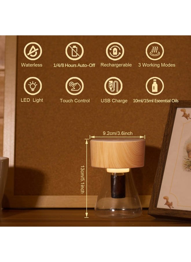 Twilight Aromatherapy Diffuser - Nebulizing Technology for Essential Oils, Optional LED Light, Waterless, Super Quiet, Portable, Battery Operated -Woodgrain