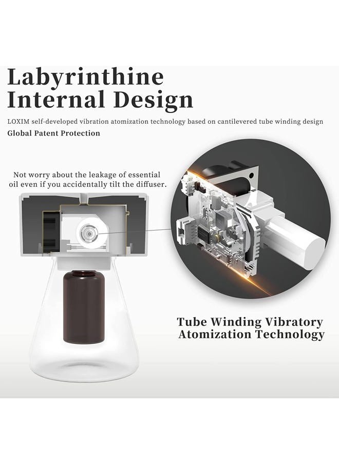 Twilight Aromatherapy Diffuser - Nebulizing Technology for Essential Oils, Optional LED Light, Waterless, Super Quiet, Portable, Battery Operated -Woodgrain